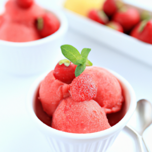 Erfrischendes Erdbeersorbet, Refreshing strawberry sorbet
