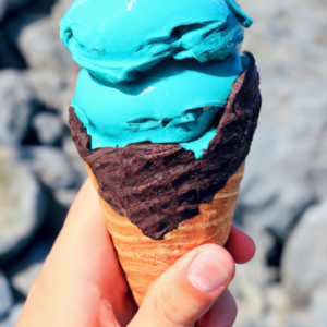 blaualgen schokoladen eis, blue algae chocolate ice cream