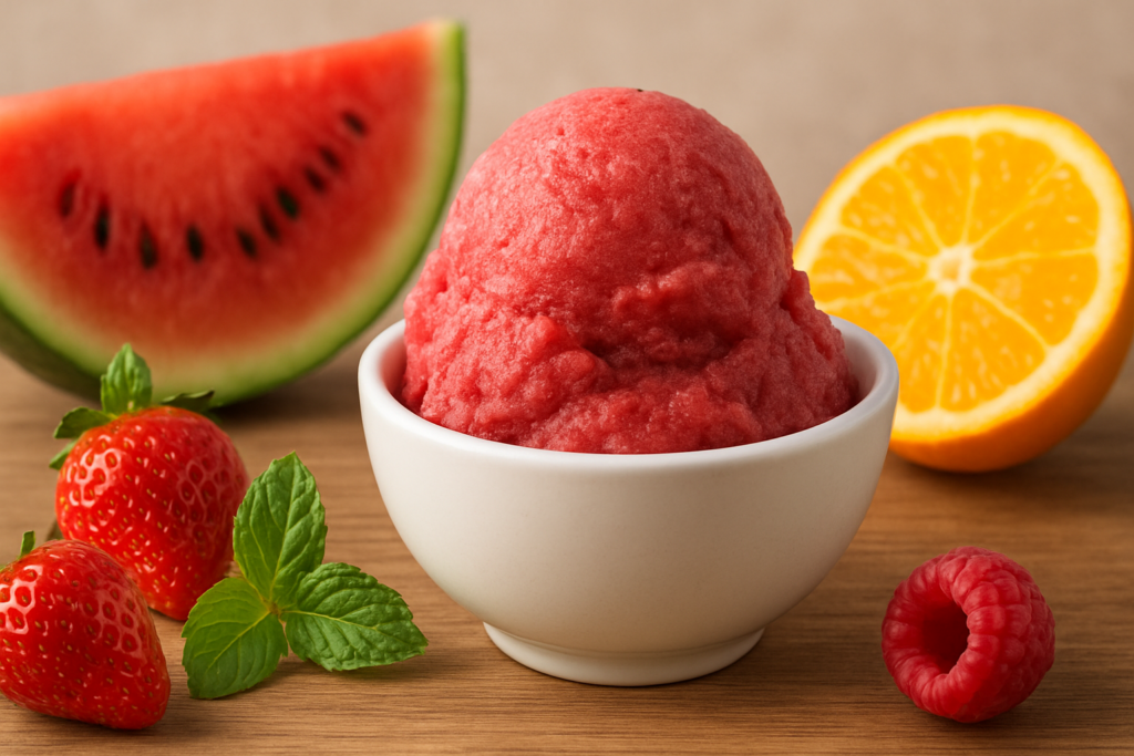 Fruchteis ganz ohne Milch – Sorbets selber machen – passende Illustration
