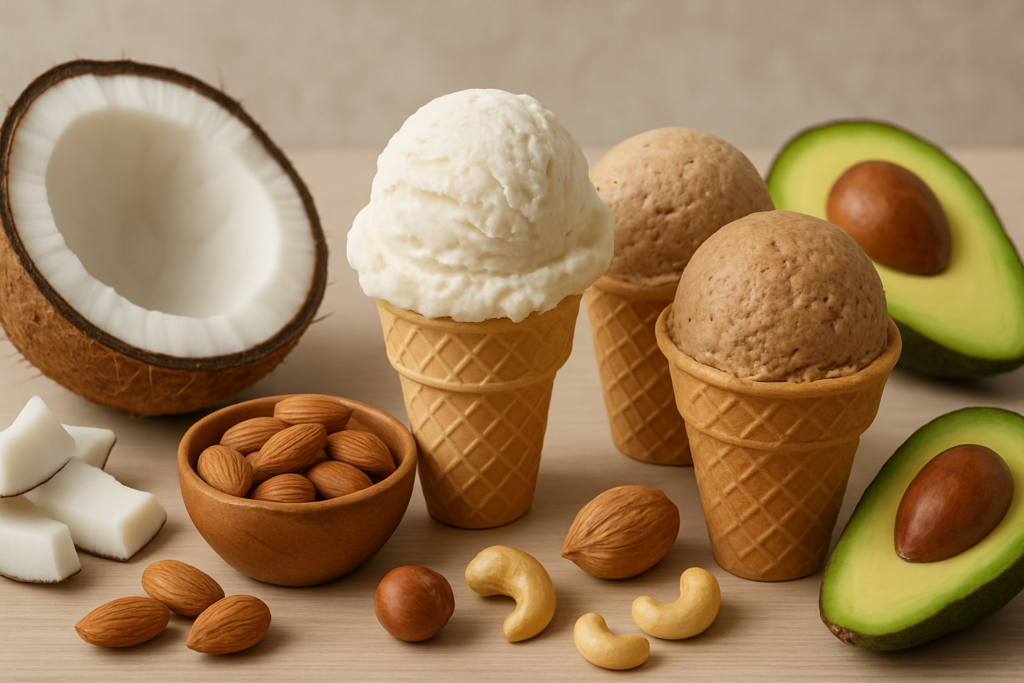 Kokos- und Nussbasierte Eisvariationen mit Mehrwert – passende Illustration